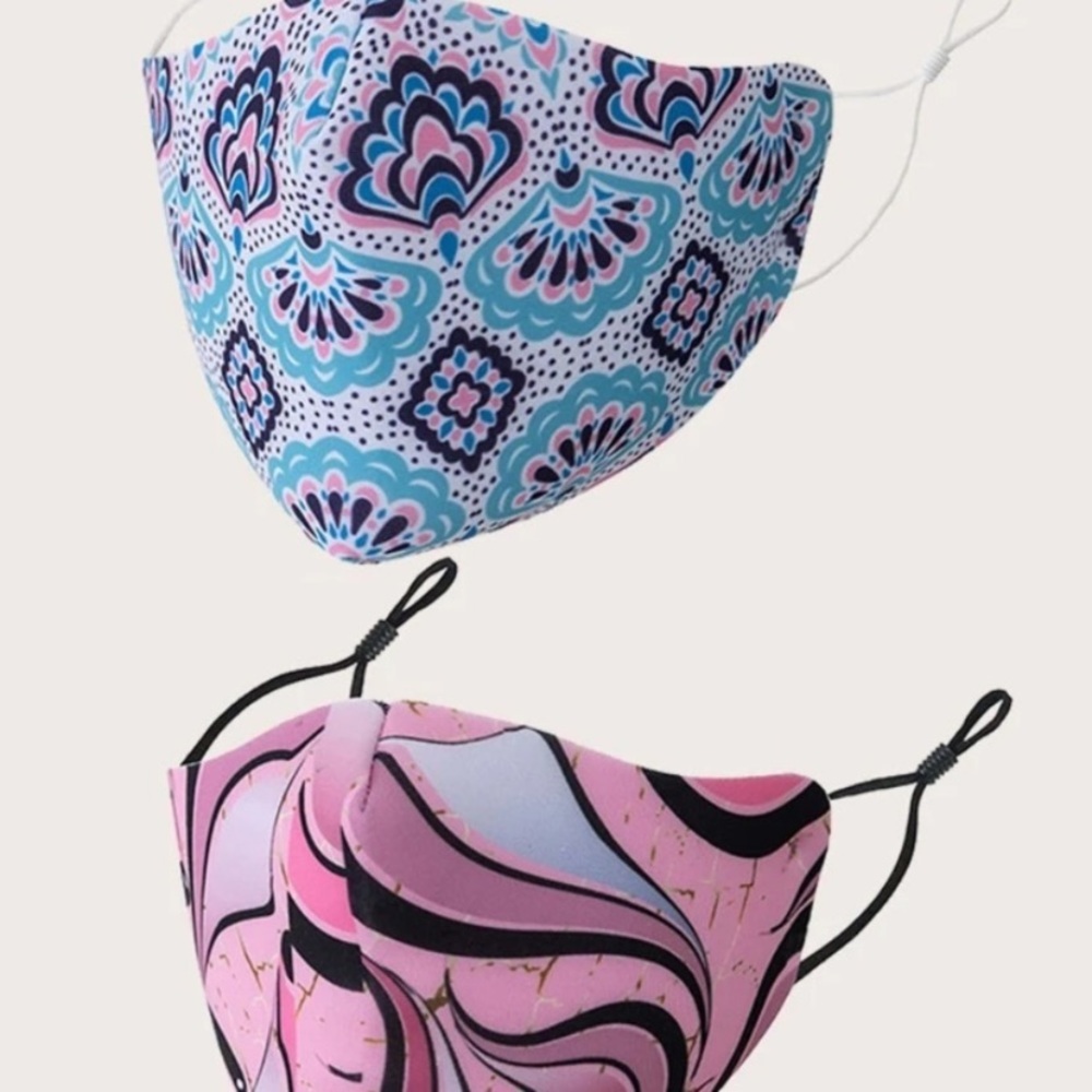 2 pcs color block face masks